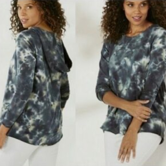 NWOT Soft Surroundings Pullover Sweatshirt Hoodie Camo Gray Green M - Picture 1 of 6